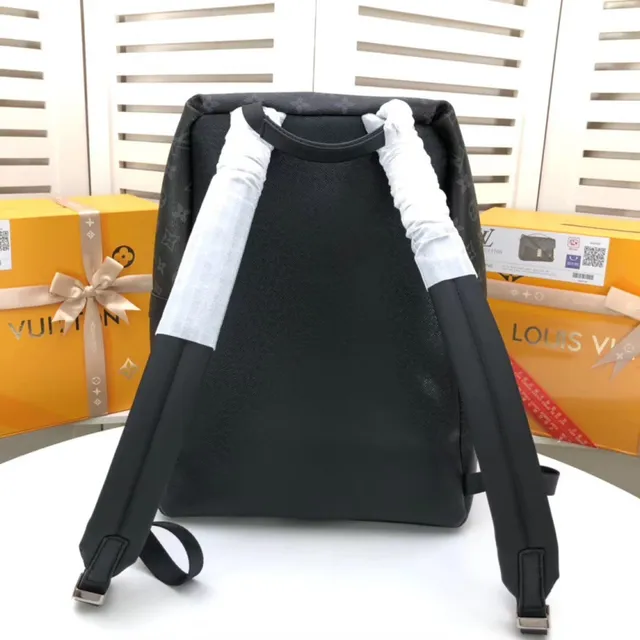 Louis Vuitton Monogram lona revestida y cuero negro mochila casual de dos compartimentos 8