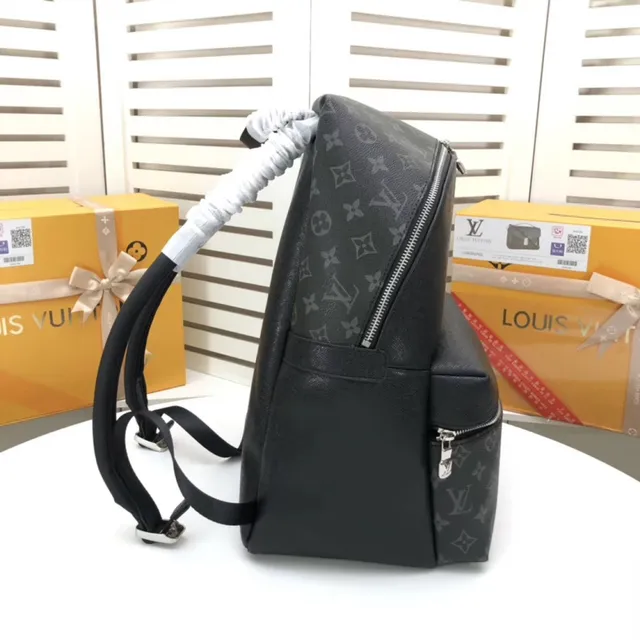 Louis Vuitton Monogram lona revestida y cuero negro mochila casual de dos compartimentos 9