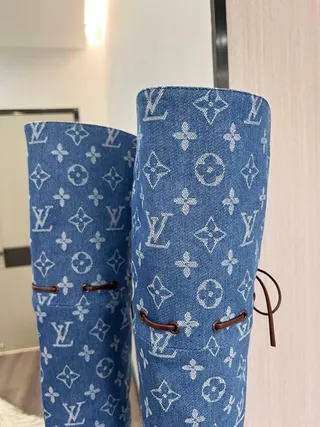 Louis Vuitton Monogram Denim Over the Knee Boots 3
