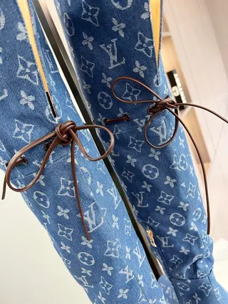 Louis Vuitton Monogram Denim Over the Knee Boots 5
