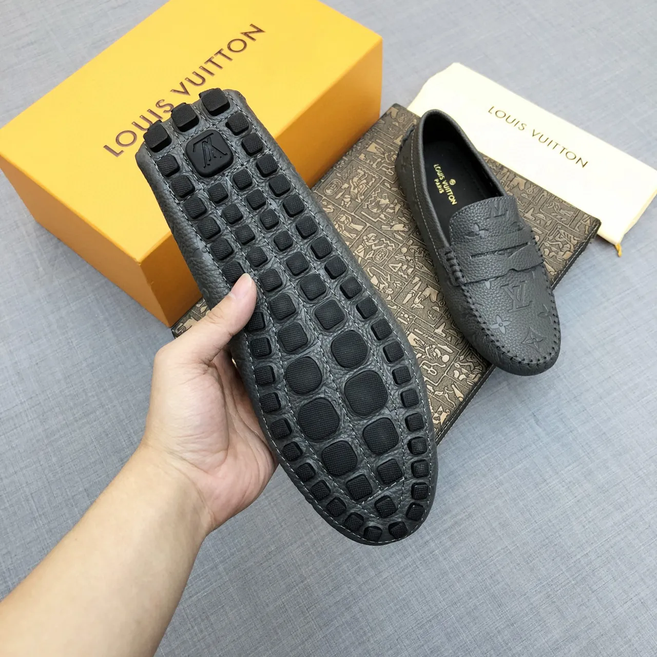 Louis Vuitton Monogram Embossed Leather Loafer 7