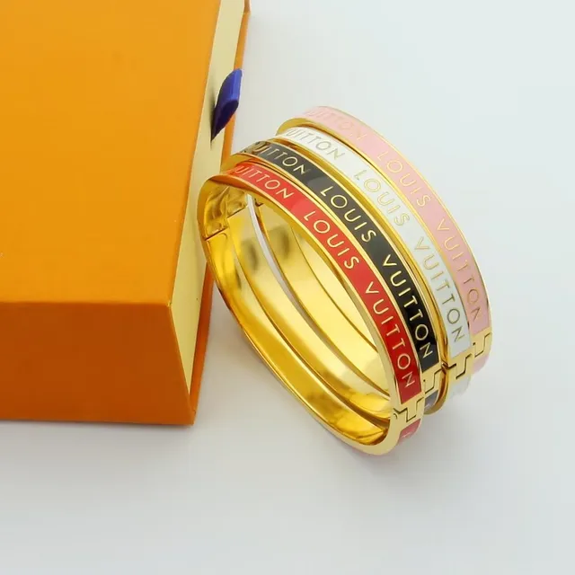 Louis Vuitton Monogram Enamel Bangle Gold Multicolor Hinged Inlay Bracelet 8
