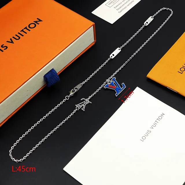 Louis Vuitton Monogram Enamel Blue Red Pendant Necklace 5