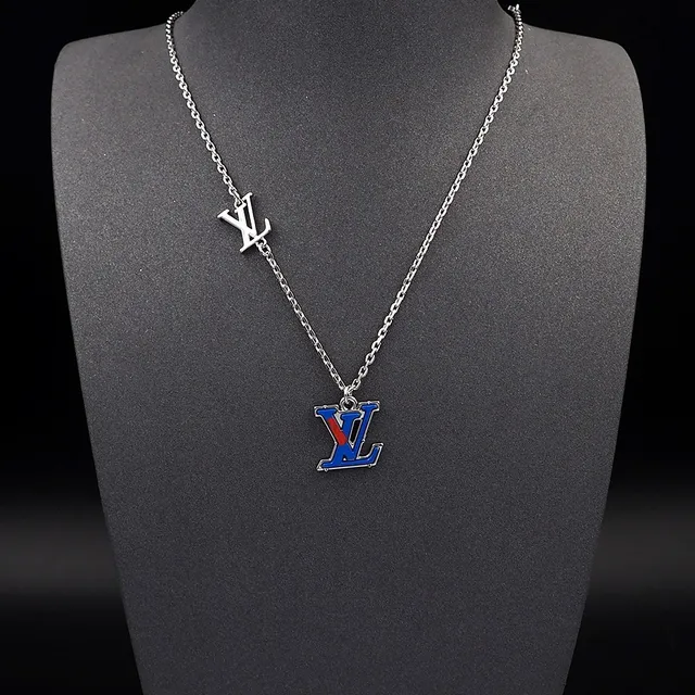 Louis Vuitton Monogram Enamel Blue Red Pendant Necklace 7