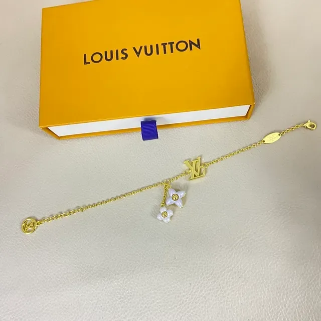 Louis Vuitton Monogram Flower Charm Gold-Tone Bracelet 3