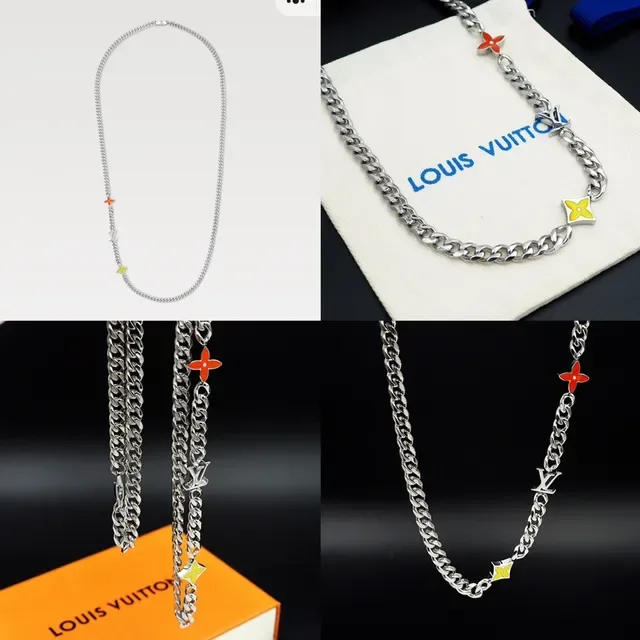 Louis Vuitton Monogram Flower Enamel Charm Curb Chain Necklace 11