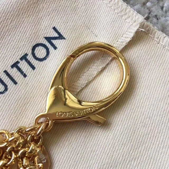 Louis Vuitton Monogram Flower Key Holder Gold Pink Metal Enamel Floral Charms Bracelet 5