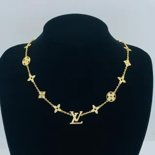 Louis Vuitton Monogram Flower Pavé Crystal Gold-Tone 项链
