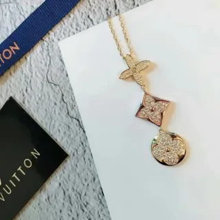 Louis Vuitton Monogram Flower Three-Pendant Pavé Crystal Necklace