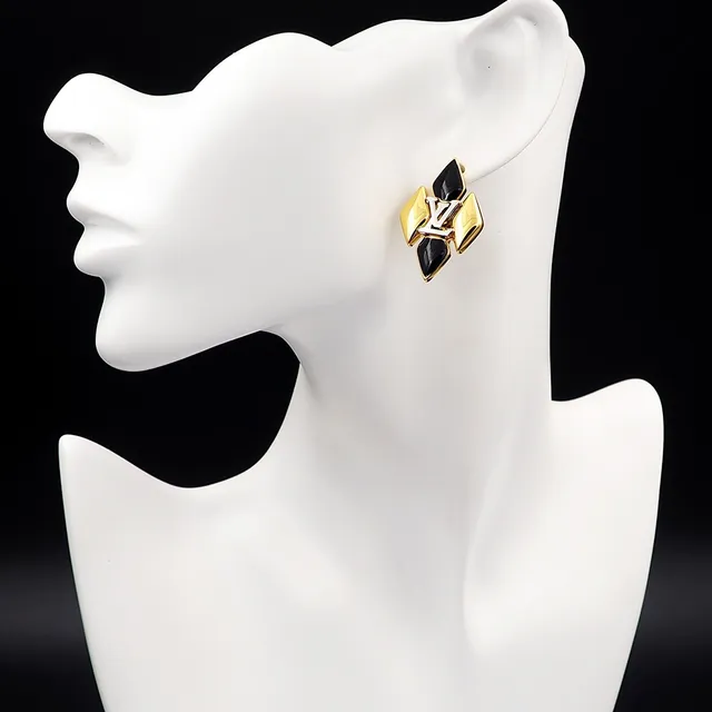 Louis Vuitton Monogram Geometric Black and Gold Stud Earrings 2