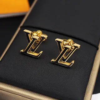 Louis Vuitton Monogram Gold and Black Enamel Stud Earrings