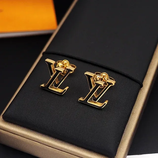 Louis Vuitton Monogram Gold and Black Enamel Stud Earrings 4