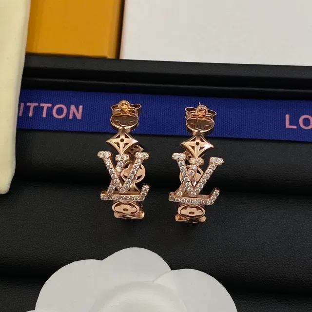 Louis Vuitton Monogram Gold Silver Hoops Pavé Crystal Embellishment Earrings 7