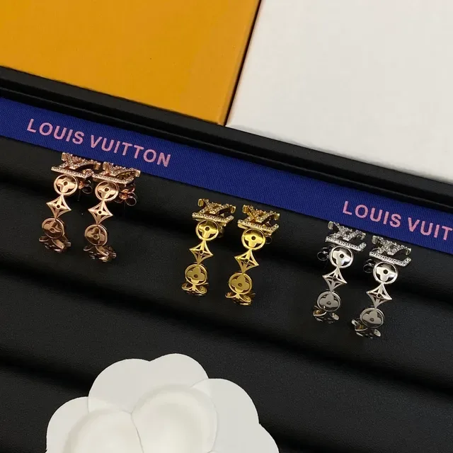 Louis Vuitton Monogram Gold Silver Hoops Pavé Crystal Embellishment Earrings 8