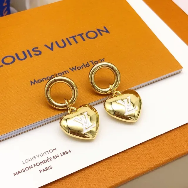 Louis Vuitton Monogram Heart Gold-Tone Earrings 3