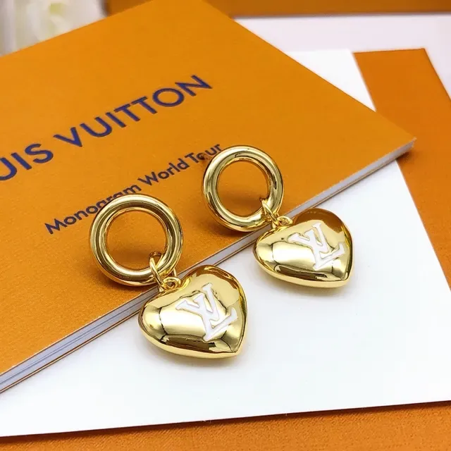 Louis Vuitton Monogram Heart Gold-Tone Earrings 4