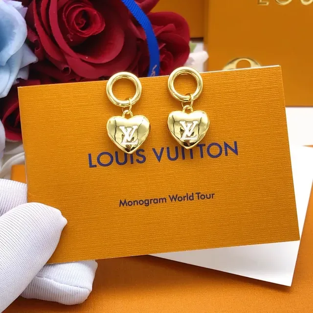 Louis Vuitton Monogram Heart Gold-Tone Earrings 6