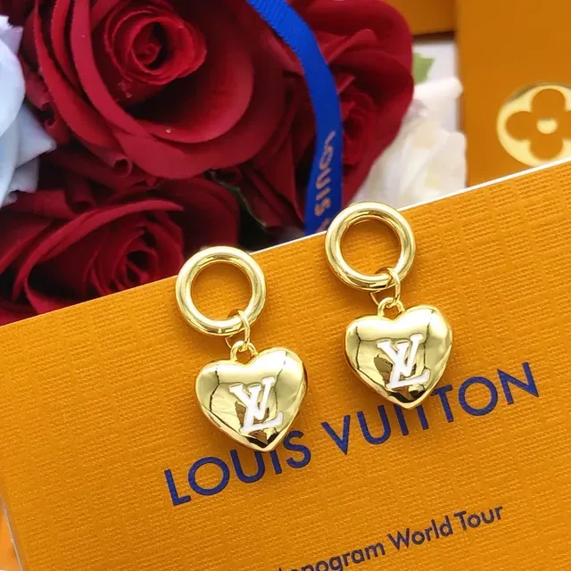 Louis Vuitton Monogram Heart Gold-Tone Earrings 7