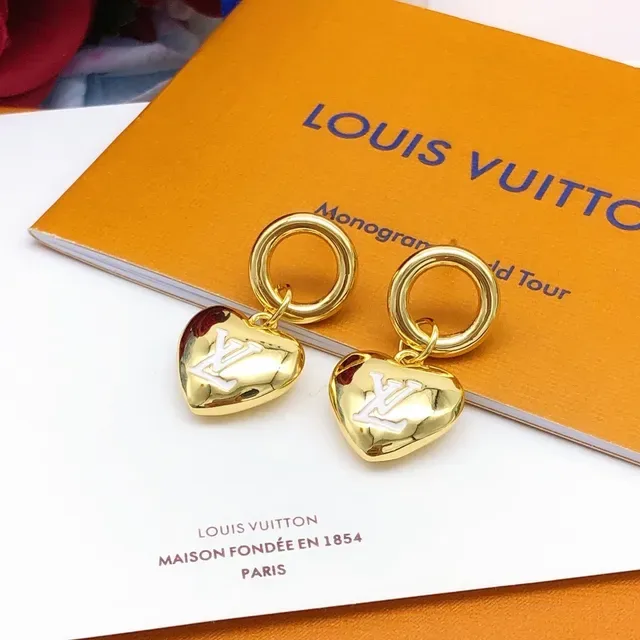 Louis Vuitton Monogram Heart Gold-Tone Earrings 8