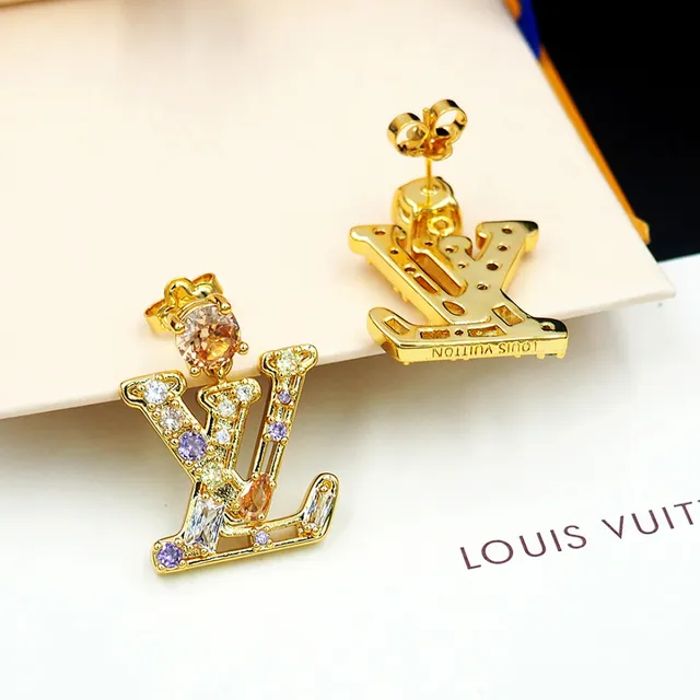 Louis Vuitton Monogram Jeweled Drop Earrings 4