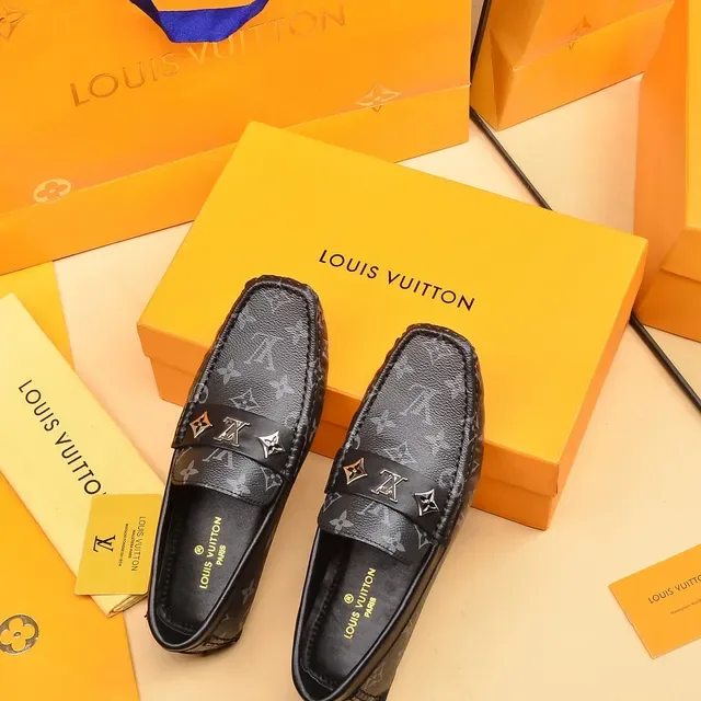 Louis Vuitton Monogram Loafer Black Gray Leather Loafers 3