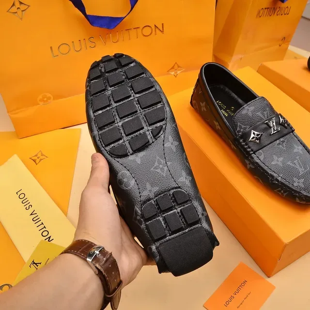Louis Vuitton Monogram Loafer Black Gray Leather Loafers 4