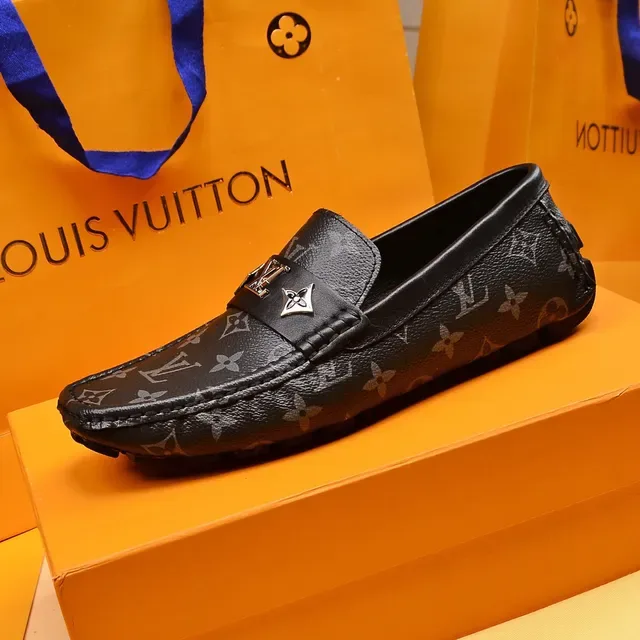 Louis Vuitton Monogram Loafer Black Gray Leather Loafers 5