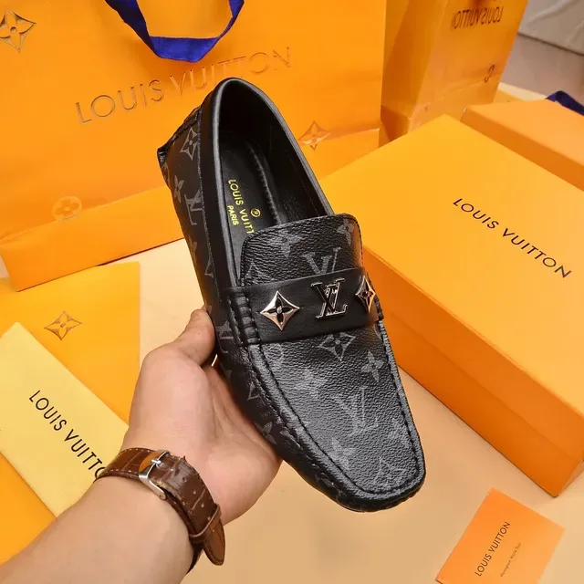 Louis Vuitton Monogram Loafer Black Gray Leather Loafers 6