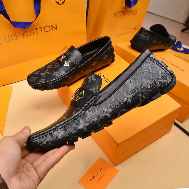 Louis Vuitton Monogram Loafer Black Gray Leather Loafers 7