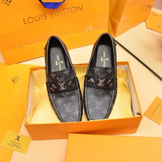 Louis Vuitton Monogram Loafer Black Gray Leather Loafers 8