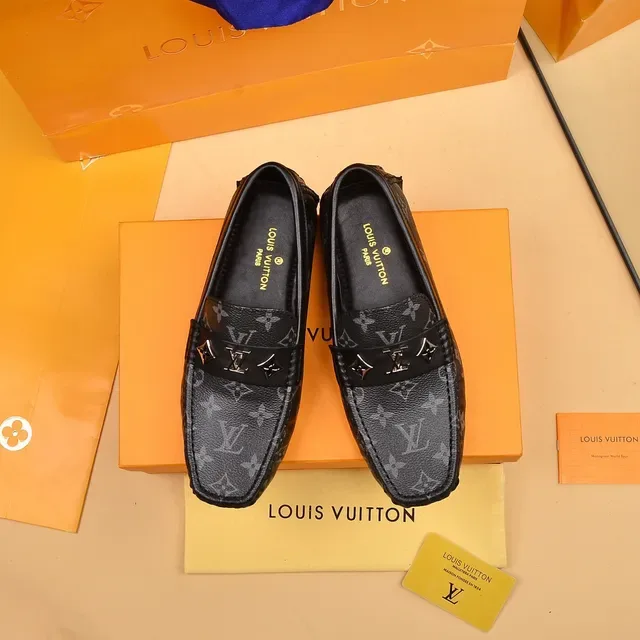 Louis Vuitton Monogram Loafer Black Gray Leather Loafers 9