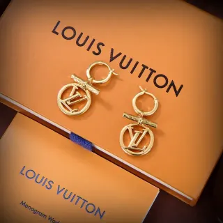 Louis Vuitton Monogram Pendant Toggle Hoop Earrings