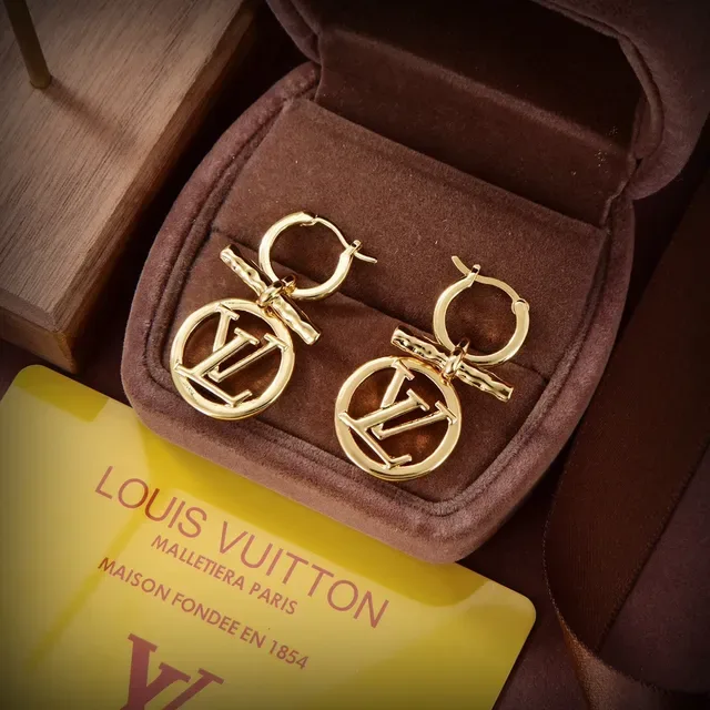 Louis Vuitton Monogram Pendant Toggle Hoop Earrings 4