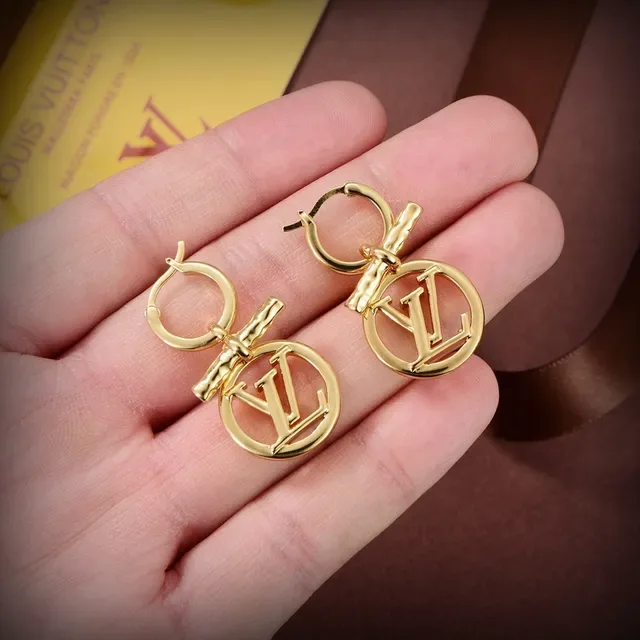 Louis Vuitton Monogram Pendant Toggle Hoop Earrings 6