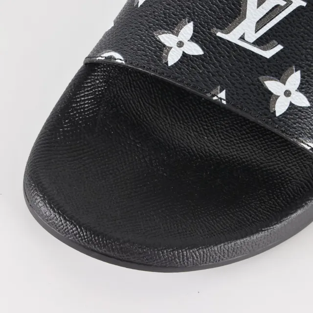 Louis Vuitton Monogram Print Black White Slide Slippers 5