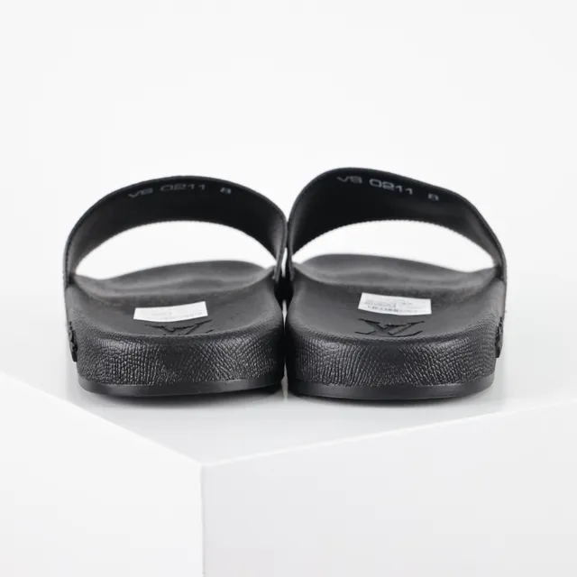 Louis Vuitton Monogram Print Black White Slide Slippers 8