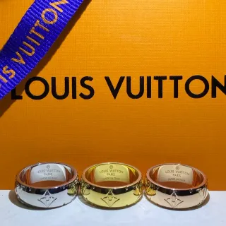 Louis Vuitton Monogram نطاق عريض حلقة نقش ذهب فضة
