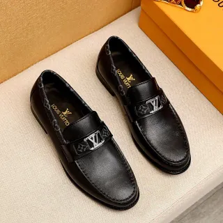 路易威登 Monogram 皮带乐福鞋 黑色皮革乐福鞋