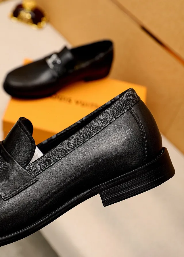 Louis Vuitton Monogram Strap Loafer Black Leather Loafers 7
