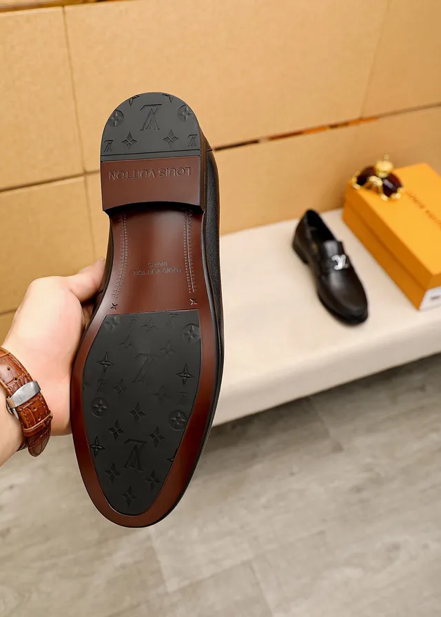 Louis Vuitton Monogram Strap Loafer Black Leather Loafers 9