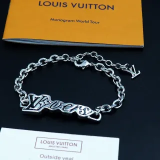 Louis Vuitton Monogram World Tour Script Plaque Chain Bracelet