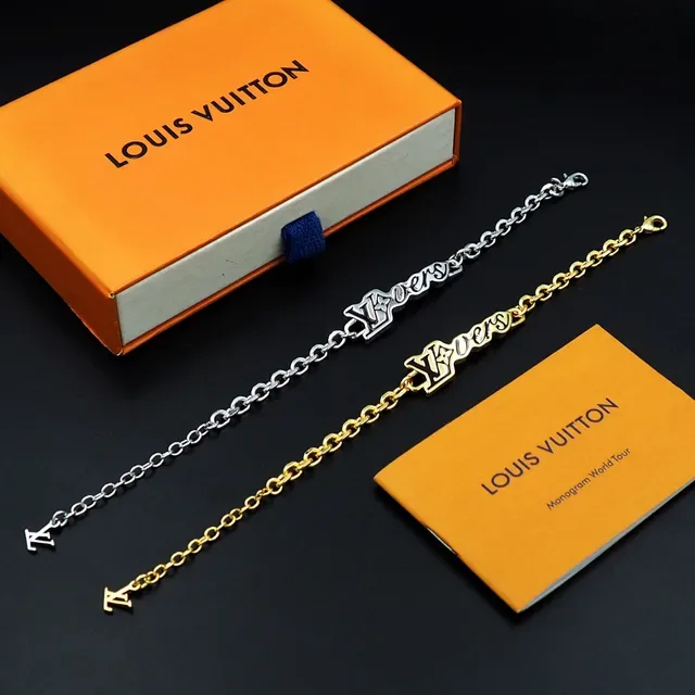 Louis Vuitton Monogram World Tour Script Plaque Chain Bracelet 2