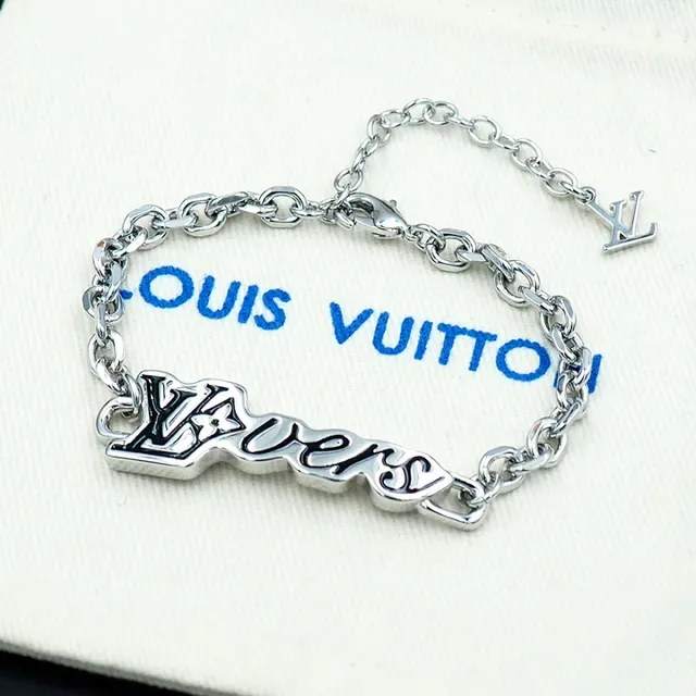 Louis Vuitton Monogram World Tour Script Plaque Chain Bracelet 3