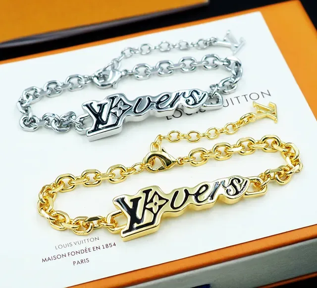 Louis Vuitton Monogram World Tour Script Plaque Chain Bracelet 5