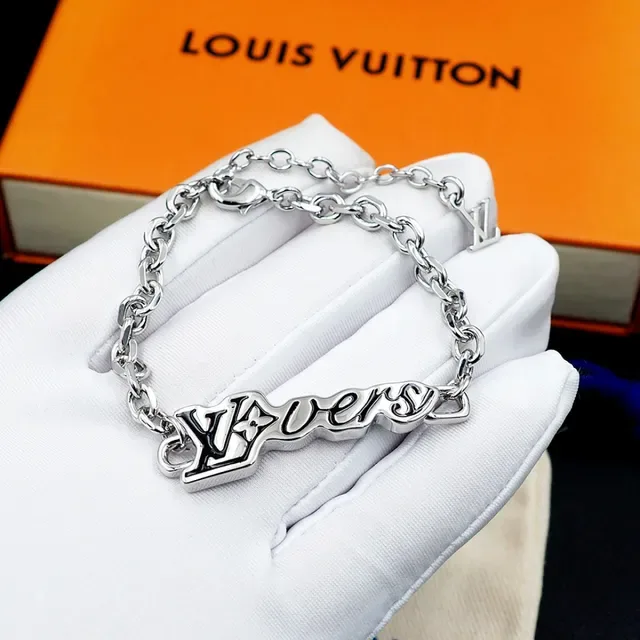 Louis Vuitton Monogram World Tour Script Plaque Chain Bracelet 8