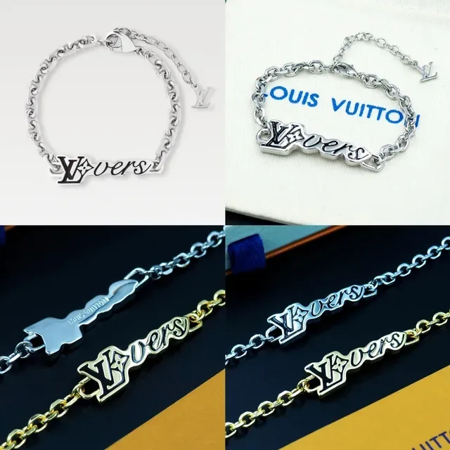 Louis Vuitton Monogram World Tour Script Plaque Chain Bracelet 11