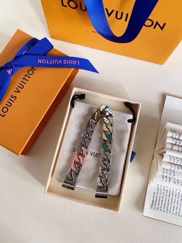 Louis Vuitton Multicolor Enamel and Crystal Chain Bracelet 3