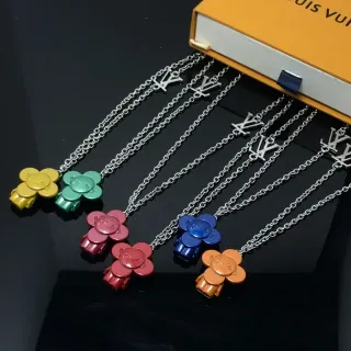 Louis Vuitton Multicolor Silver Flower-Shaped Pendant Smiling Face Motif Necklace