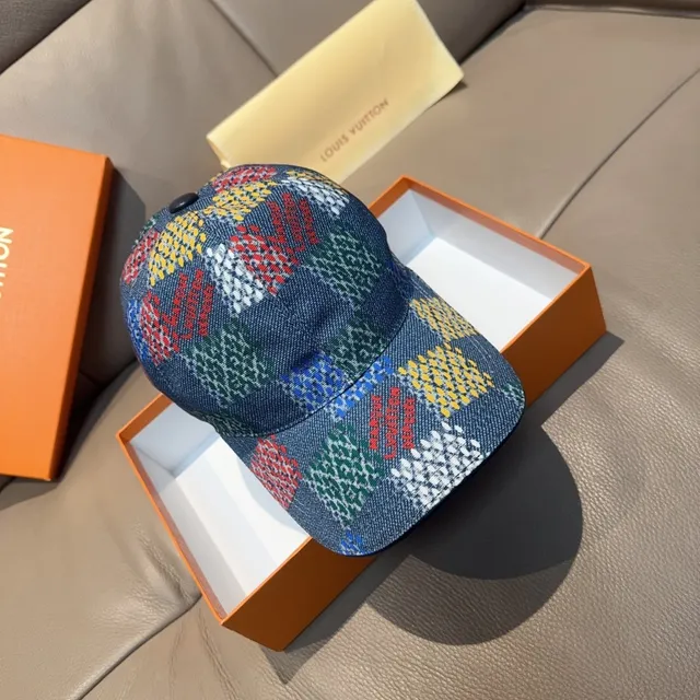 Louis Vuitton boné de beisebol de denim tecido multicolores 1