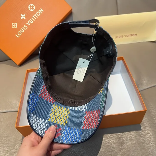 Louis Vuitton boné de beisebol de denim tecido multicolores 4